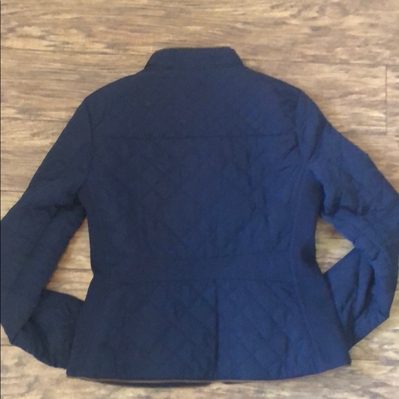 Quilted Navy Blue Jacket with Brown Piping - Picture 5 of 5